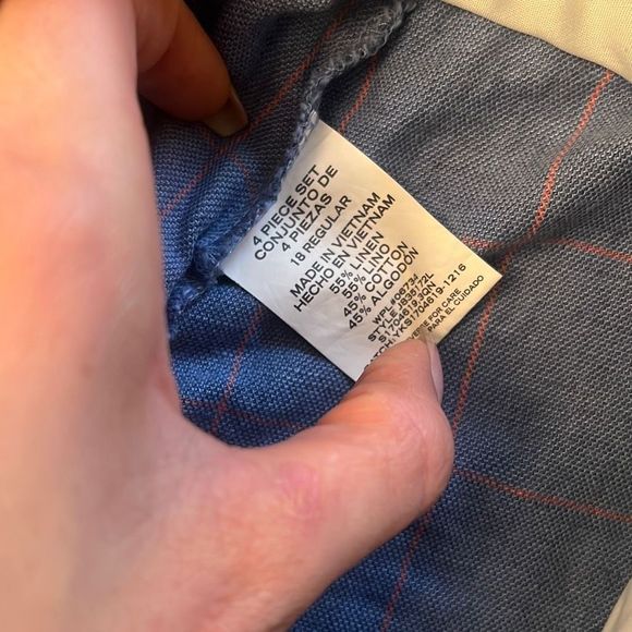 Women’s Blue Checkered Linen/Cotton Slacks - Picture 6 of 6